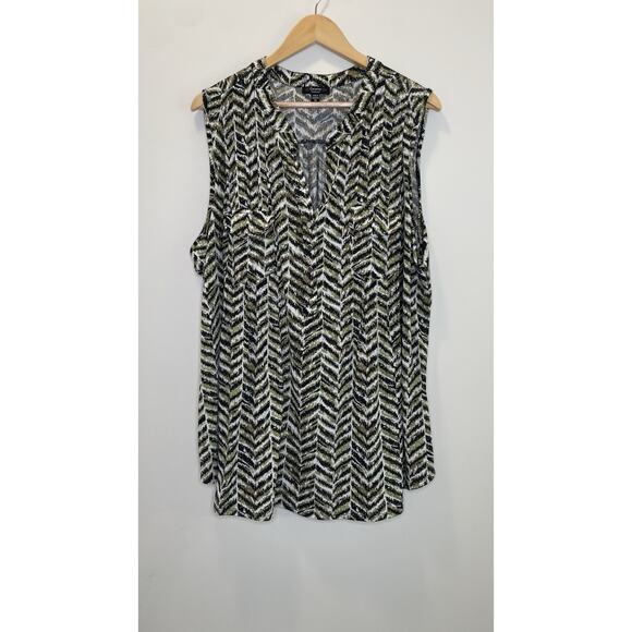 Cocomo Pleated Tank Size 3X Green Flowy Pintuck Popover Travel Boho Soft Stretch - Picture 1 of 9